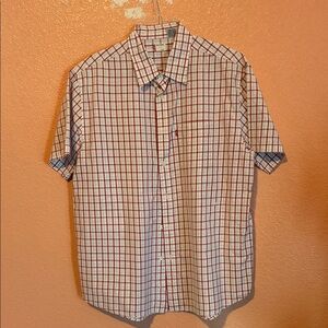 Levi's White Button-Up Shirt with Red Check Pattern